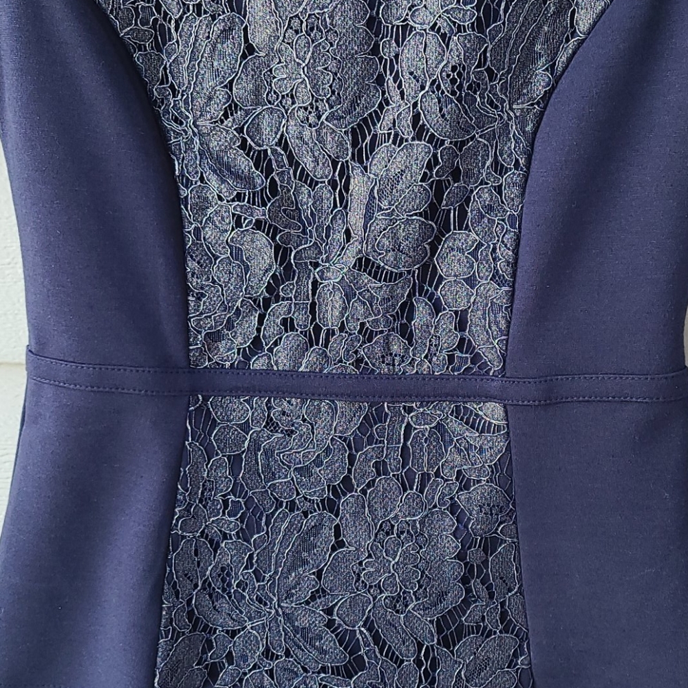 New York and Company metallic lace peplum top - Picture 2 of 4